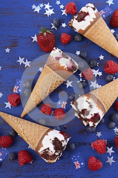 Happy Australia Day party ice cream cones.