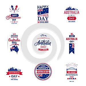 Happy Australia Day typography design collection for banners