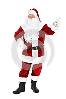 Happy authentic Santa Claus on white