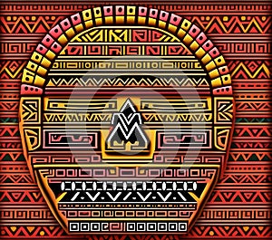 Happy Aztec Face Emoji, Generative AI Illustration