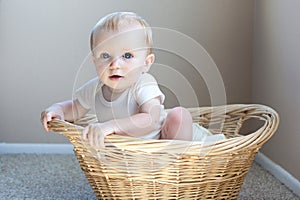 Happy Baby in a Basket