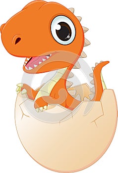 Happy baby dinosaur hatching