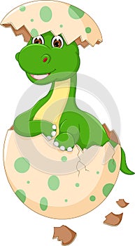 Happy baby dinosour hatch cartoon standing with smile