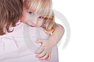 Happy baby girl on father's shoulder