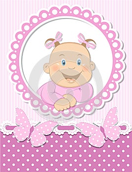 Happy baby girl scrapbook pink frame
