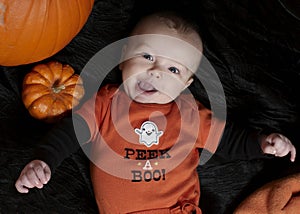 Happy baby on halloween