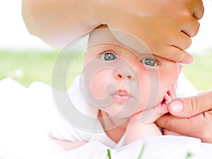 Happy baby with mother