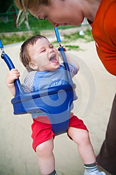 Happy baby in playground