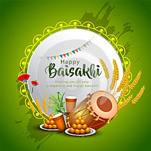 Happy Baisakhi festival of Punjab India background. Vaisakhi elements background. abstract vector illustration banner design