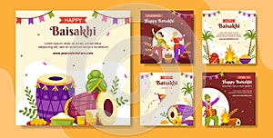 Happy Baisakhi Social Media Post Flat Cartoon Hand Drawn Templates Background Illustration