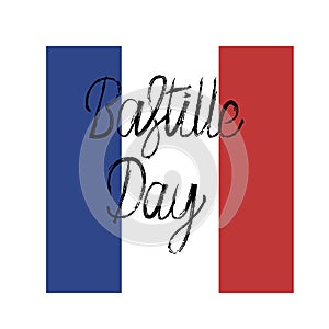 Happy Bastille Day, July 14. Viva France s national day. Vector Illustration. Stamp, round emblem.