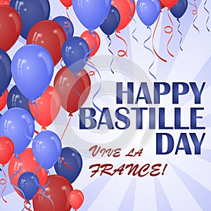 Happy Bastille day poster with a lot of balloons.