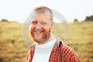 Happy bearded smiling man