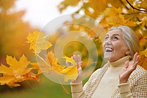 Happy beautifil elderly woman posing