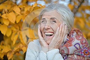 Happy beautifil elderly woman posing