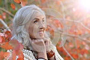 Happy beautifil elderly woman posing