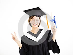 Happy beautiful young asian graduate