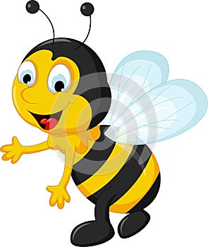 Happy Bee cartoon flying