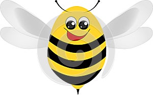 Happy bee with open wings