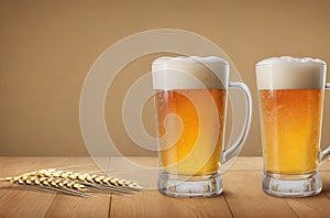 Happy Beer Day Banner with Refreshing Mug Shots.