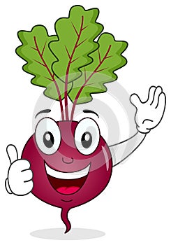 Happy Beet Character with Thumbs Up