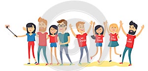 Happy Best Friends Have Fun Together Flat Vector