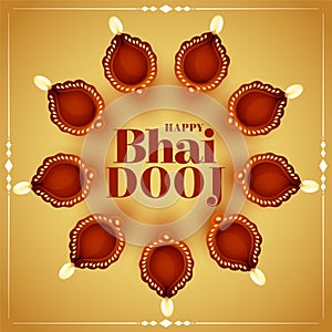 Happy bhai dooj background with diya decoration