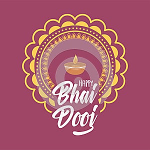 Happy bhai dooj, indian family celebration traditional event card