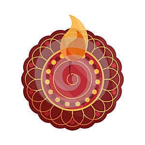 Happy bhai dooj, mandala floral burning flame celebrated by hindus