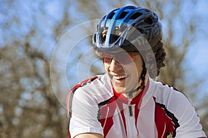 Happy Bicyclist In Sportswear