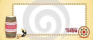 Happy Bihu Assam New Year Horizontal Banner. Space for text. Traditional India Harvest Festival Vector Illustration.