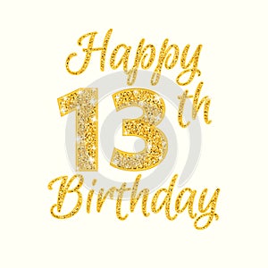 Happy birthday 13th glitter greeting card