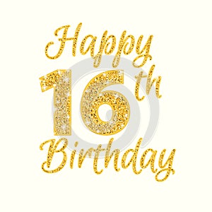 Happy birthday 16th glitter greeting card