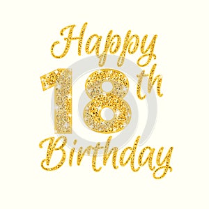 Happy birthday 18th glitter greeting card