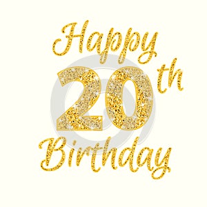 Happy birthday 20th glitter greeting card