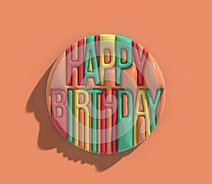 Happy Birthday 3d Line Art Text Design