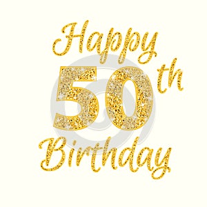 Happy birthday 50th glitter greeting card
