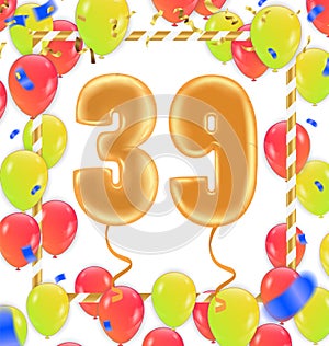 Happy Birthday Abstract Background with Shining Colorful Balloons. Party, Presentation, Sale, Anniversary and Club Design with