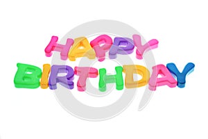 Happy Birthday alphabets on white background