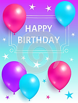 Happy Birthday Background Invitation Card Balloons