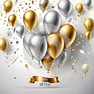 Happy Birthday background wallpaper, celebration, gold balloons creative v11