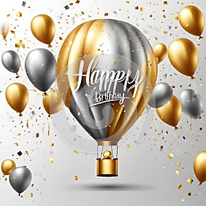 Happy Birthday background wallpaper, celebration, gold balloons creative v5