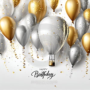 Happy Birthday background wallpaper, celebration, gold balloons creative v9