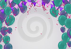 Happy Birthday balloons Colorful celebration background eps