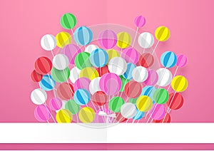 Happy Birthday. Banner with Colorful Balloons.