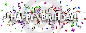Happy birthday banner with colorful serpentine.