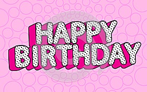 Happy birthday banner text with hot pink shadow themed party LOL doll surprise.