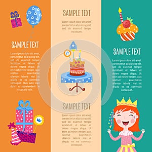 Happy birthday banners vector illustration