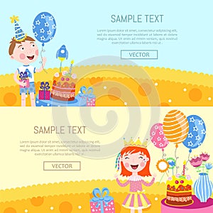 Happy birthday banners vector illustration