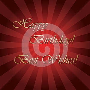 Happy birthday and best wishes - bright red vector greeting card